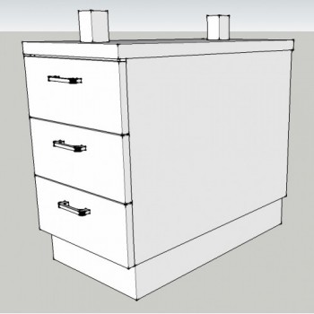 BUCK FONDO ALA MOD ALFA MELAMINA CON 3 CAJONES, 2 ALZAS Y...