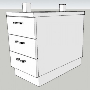 BUCK FONDO MESA MOD ALFA MELAMINA CON 3 CAJONES, 2 ALZAS...